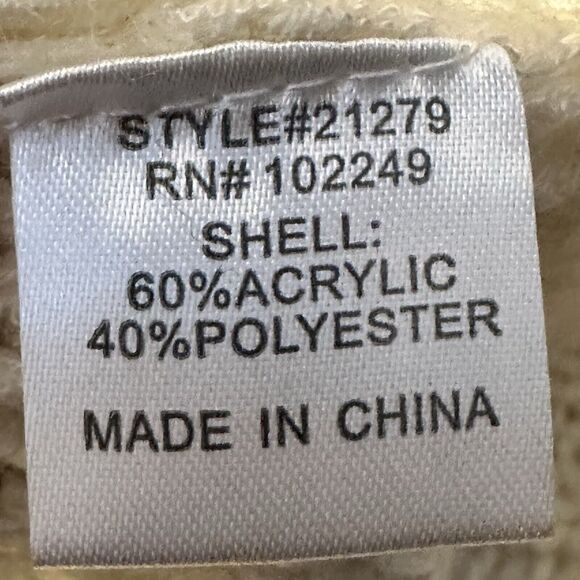 Skies Are Blue Medium Cardigan Open Front Chunky Knit Cream Gray Stripe New - Picture 7 of 9